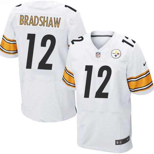 Men's Elite Terry Bradshaw Nike Jersey White Road - #12 NFL Pittsburgh Steelers